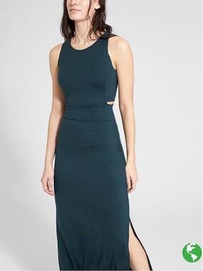 Athleta Abyss Hunter Green Sleeveless Cutout Maxi Dress